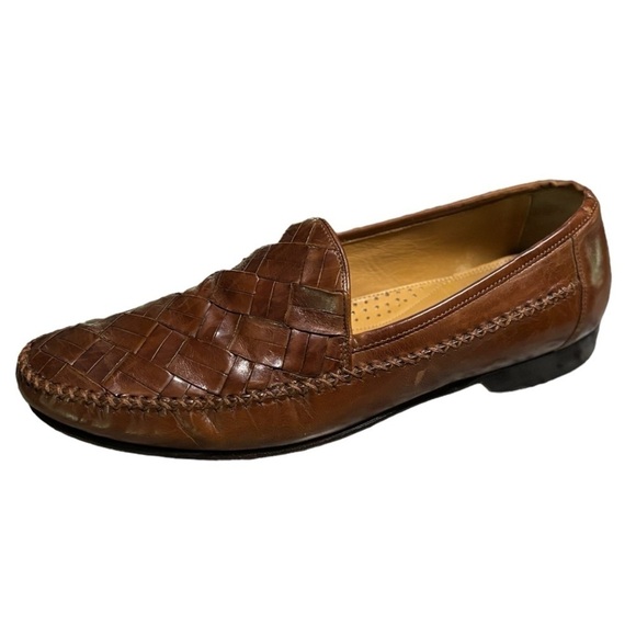 Johnston & Murphy Chestnut Brown Leather Loafers Size 10.5 M Basket Weave main image 11